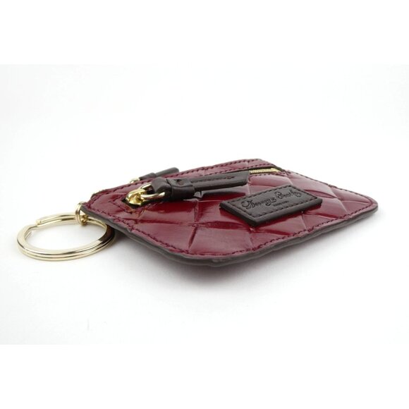 Dooney & Bourke Burgundy Quilted Leather Keychain Wallet Card Holder With Zipper - Picture 4 of 16